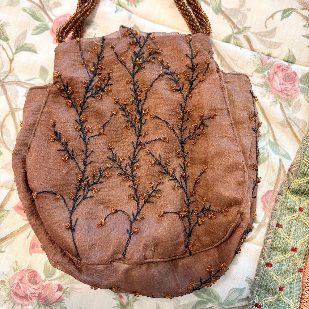 Vintage Boho Artisan Handbag Lot of 2 Beaded Purse & Patchwork Crossbody - Picture 5 of 10